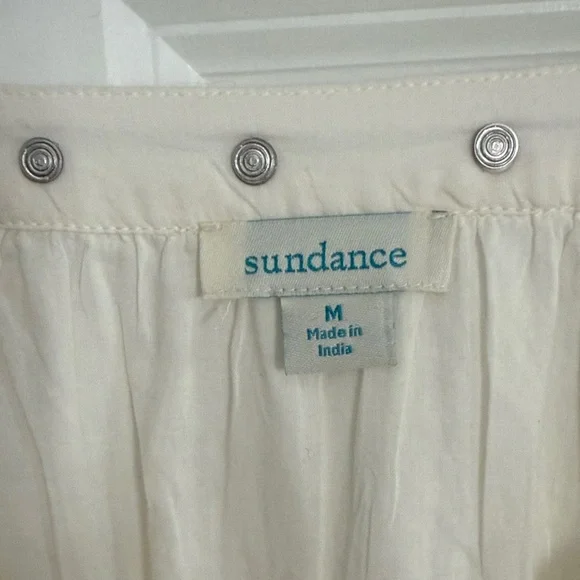 Sundance Cream V-Neck Dress with Button Accents -Bohemian style- Midi Length - Picture 2 of 5